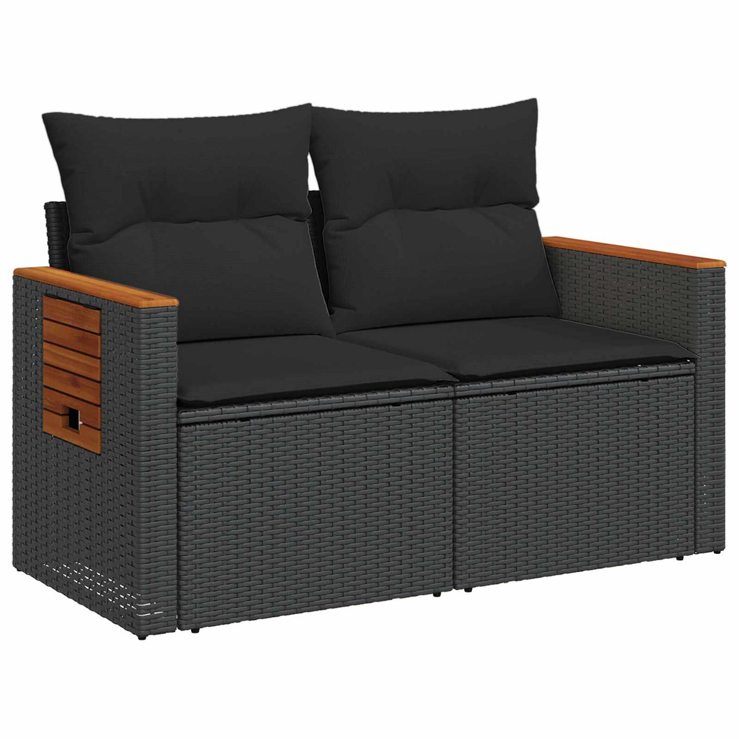 Set di divani 8 pz Nero Rattan sintetico e Acciaio | homemem39