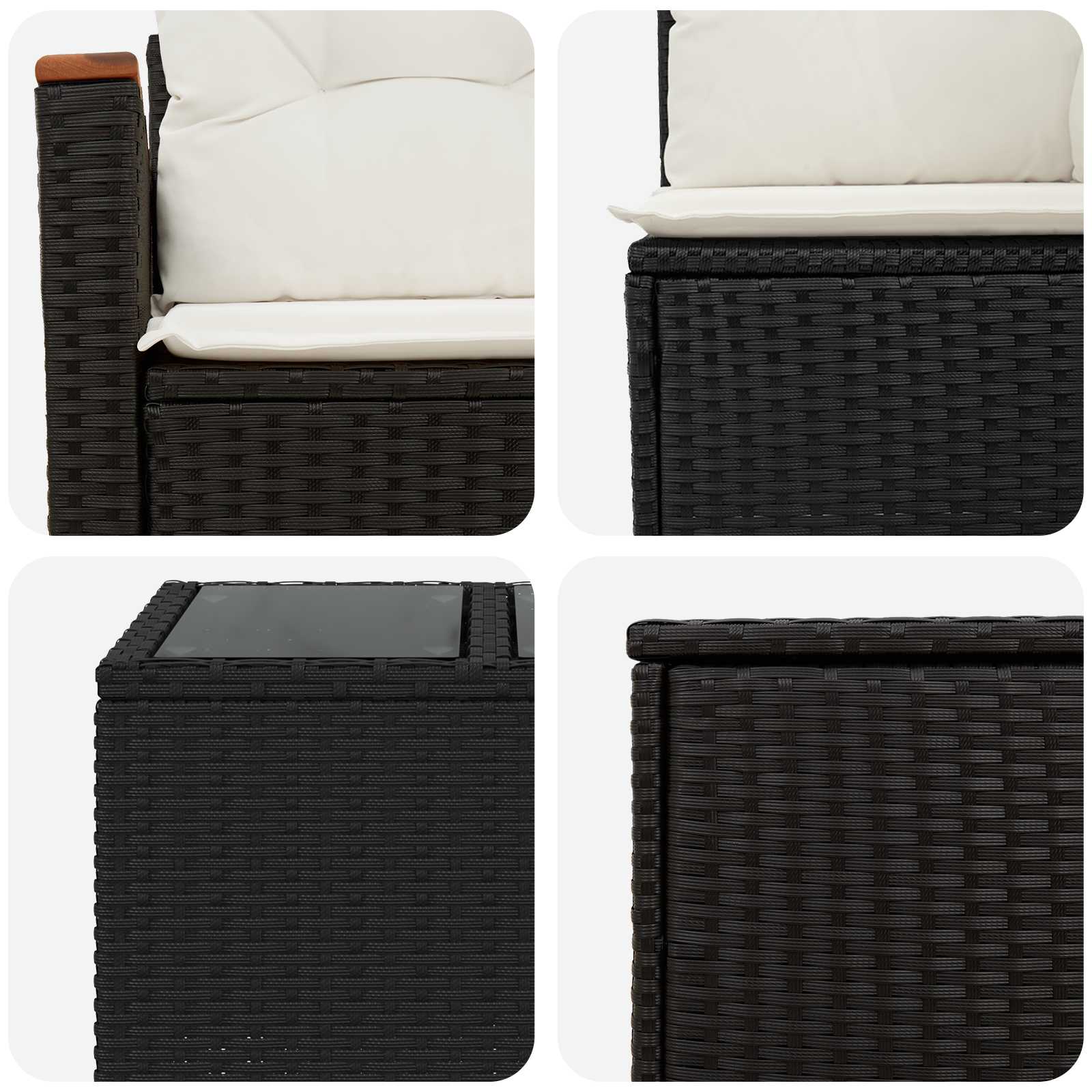 Set di divani 8 pz Nero e Bianco Crema | homemem39