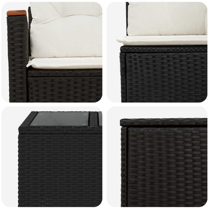 Set di divani 8 pz Nero e Bianco Crema | homemem39