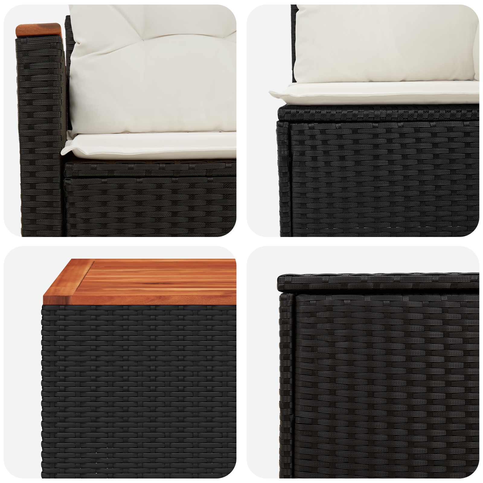 Set di divani 8 pz Nero e Bianco Crema | homemem39