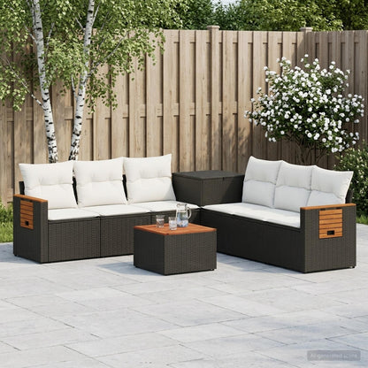 Set di divani 8 pz Nero e Bianco Crema | homemem39