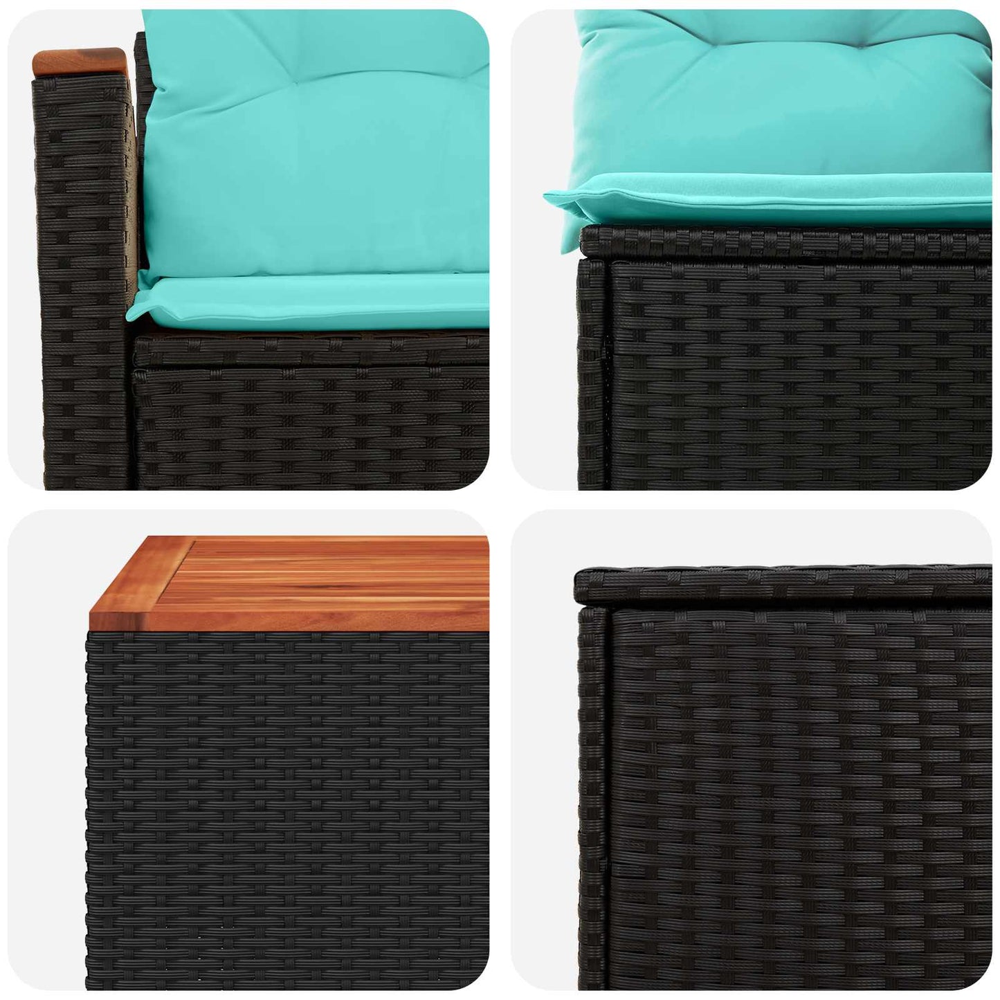 Set di divani 8 pz Nero e Blu Rattan sintetico e Acciaio | homemem39