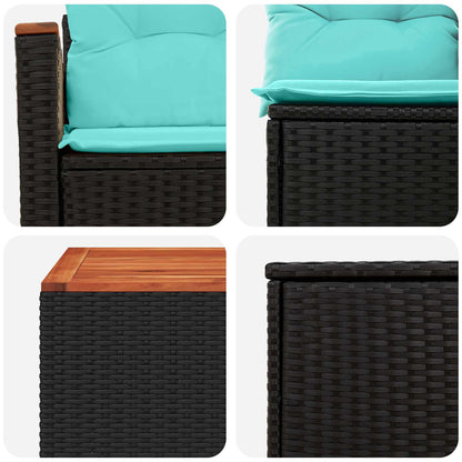 Set di divani 8 pz Nero e Blu Rattan sintetico e Acciaio | homemem39