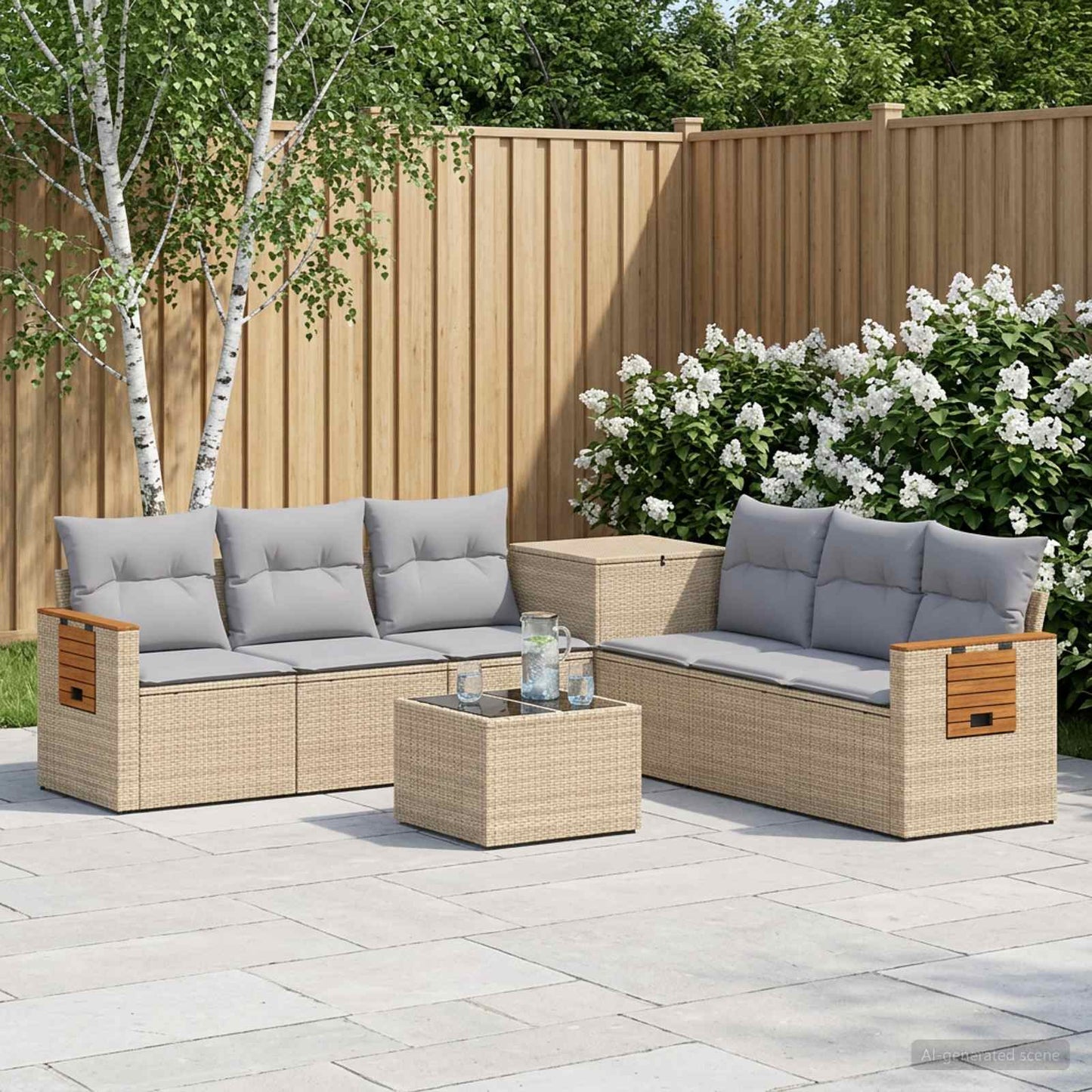 Set di divani 8 pz Beige e Grigio Chiaro | homemem39