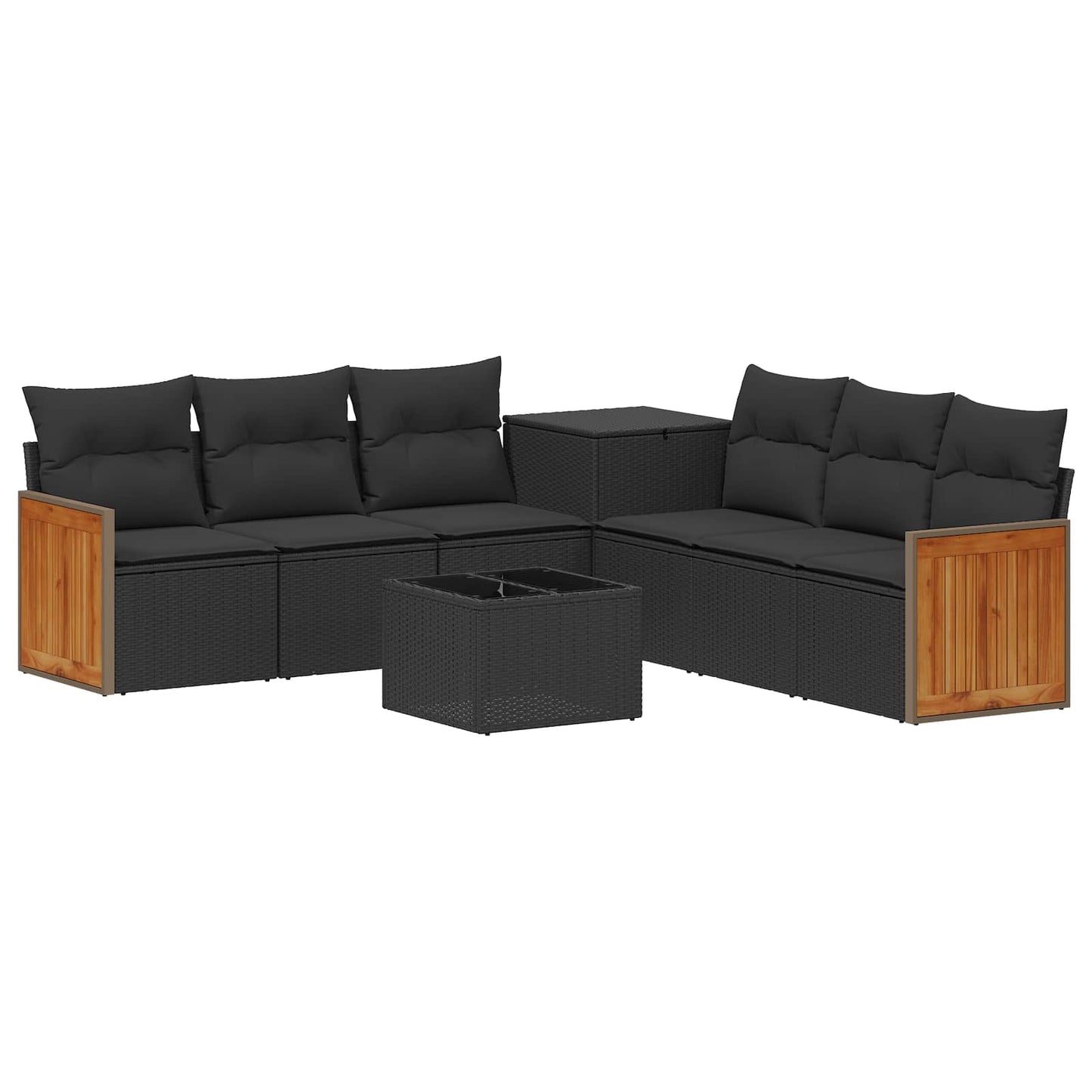 Set di divani 8 pz Nero Rattan sintetico e Acciaio | homemem39