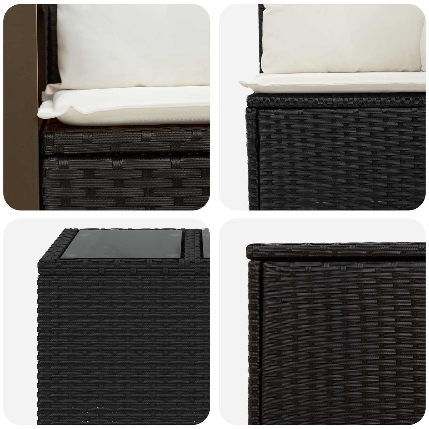 Set di divani 8 pz Nero e Bianco Crema | homemem39