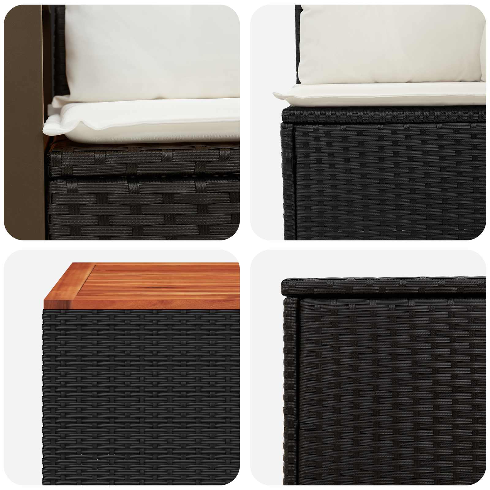 Set di divani 8 pz Nero e Bianco Crema | homemem39
