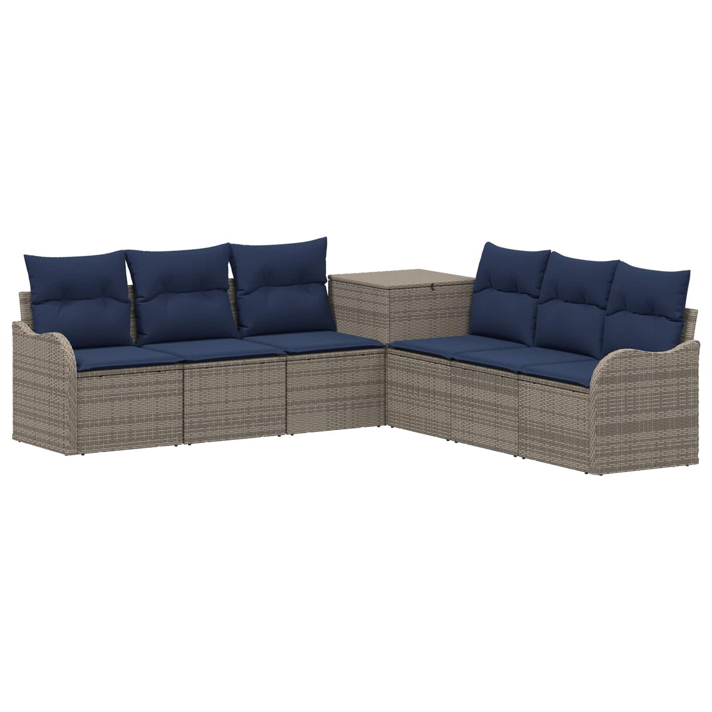 Set di divani 7 pz Grigio e Blu Navy Rattan sintetico e Acciaio | homemem39