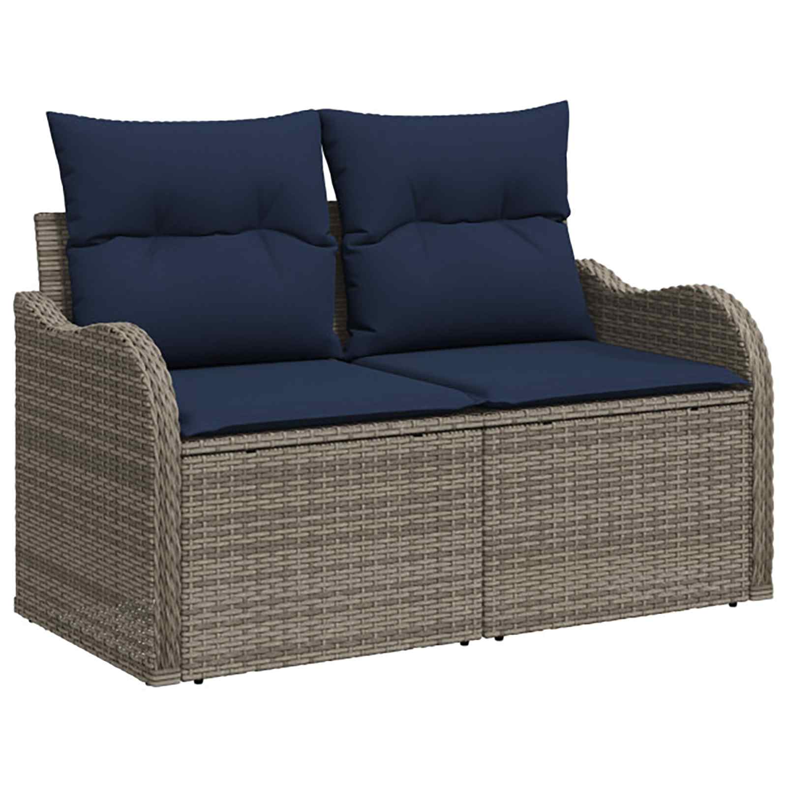 Set di divani 7 pz Grigio e Blu Navy Rattan sintetico e Acciaio | homemem39