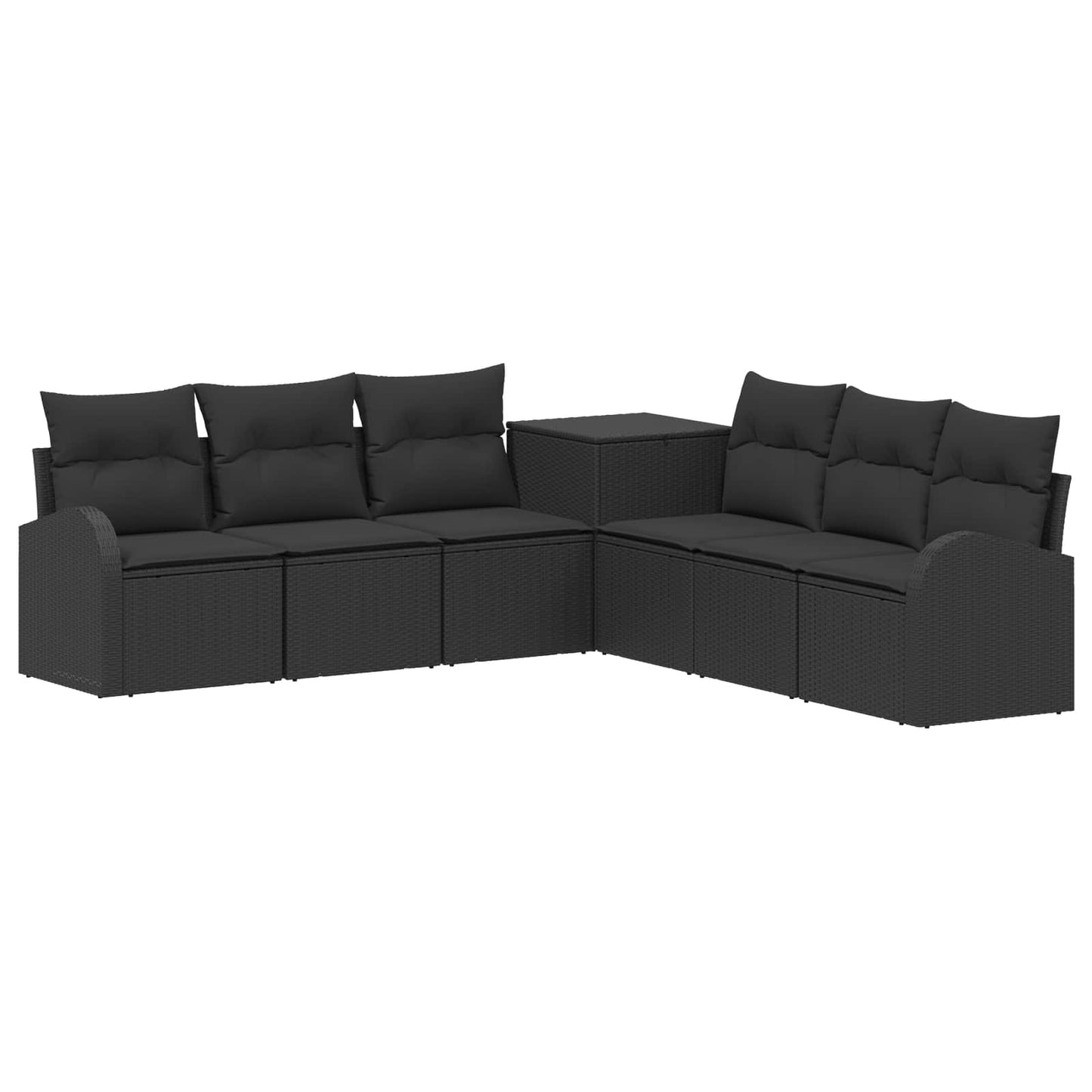 Set di divani 7 pz Nero Rattan sintetico e Acciaio | homemem39