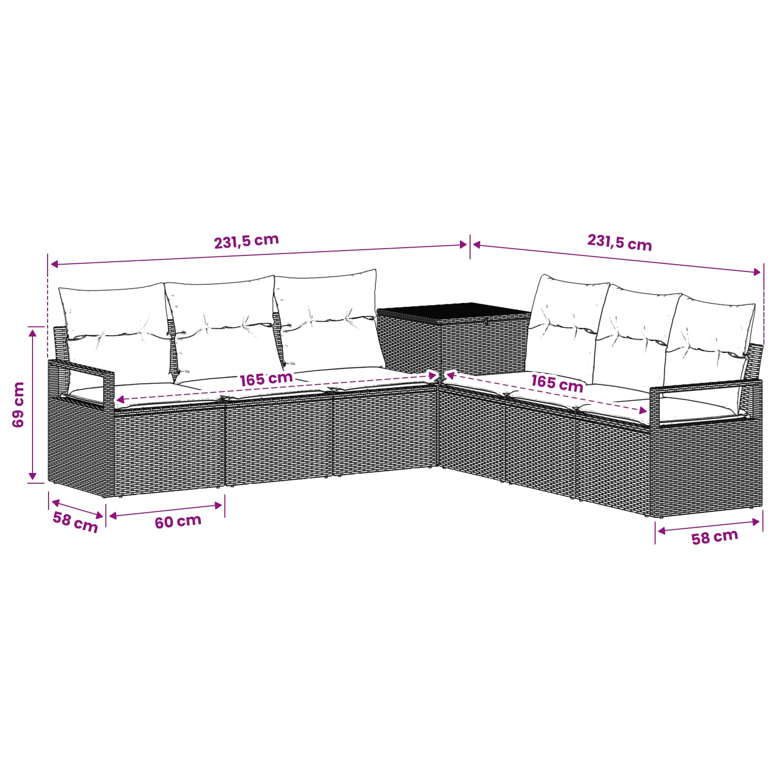 Set di divani 7 pz Nero e Bianco Crema | homemem39