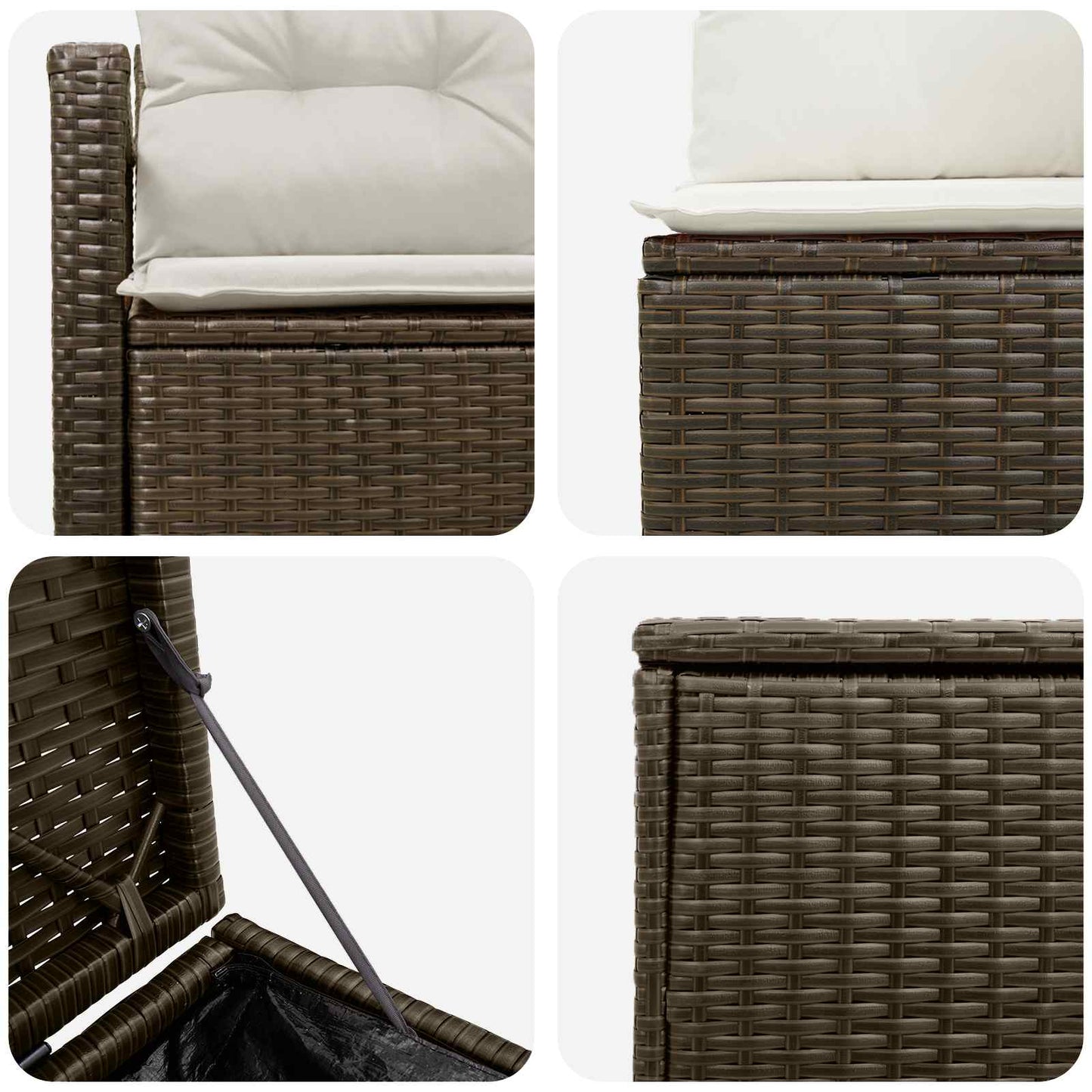 Set di divani 7 pz Marrone e Bianco Crema | homemem39
