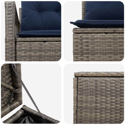 Set di divani 7 pz Grigio e Blu Navy Rattan sintetico e Acciaio