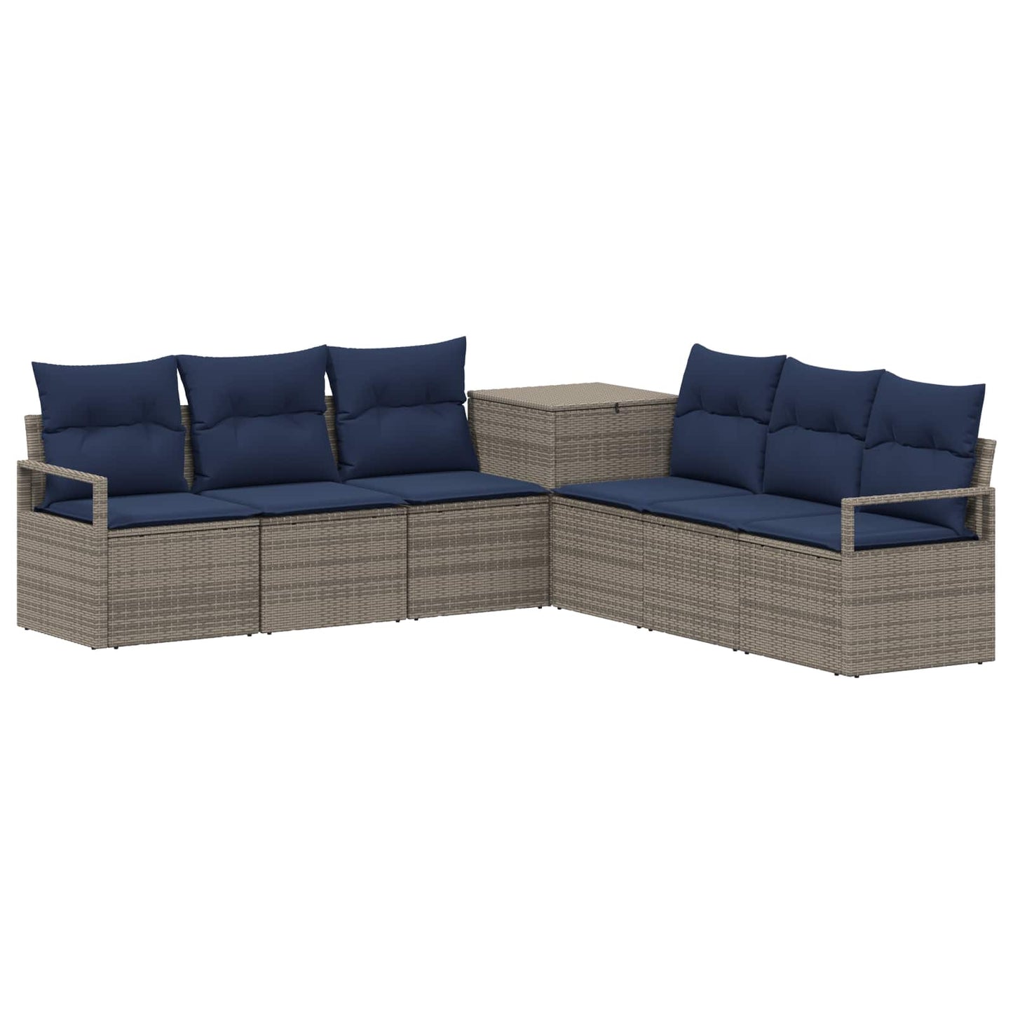 Set di divani 7 pz Grigio e Blu Navy Rattan sintetico e Acciaio