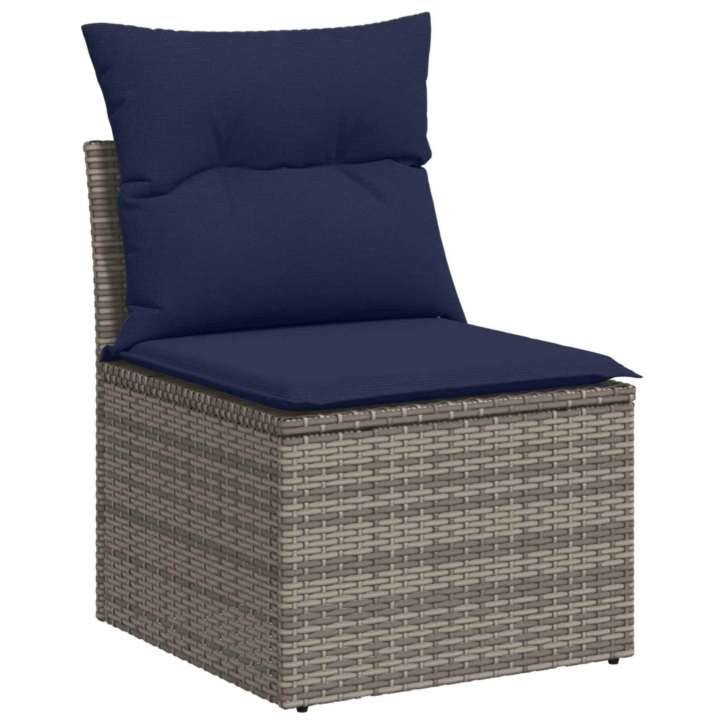Set di divani 7 pz Grigio e Blu Navy Rattan sintetico e Acciaio