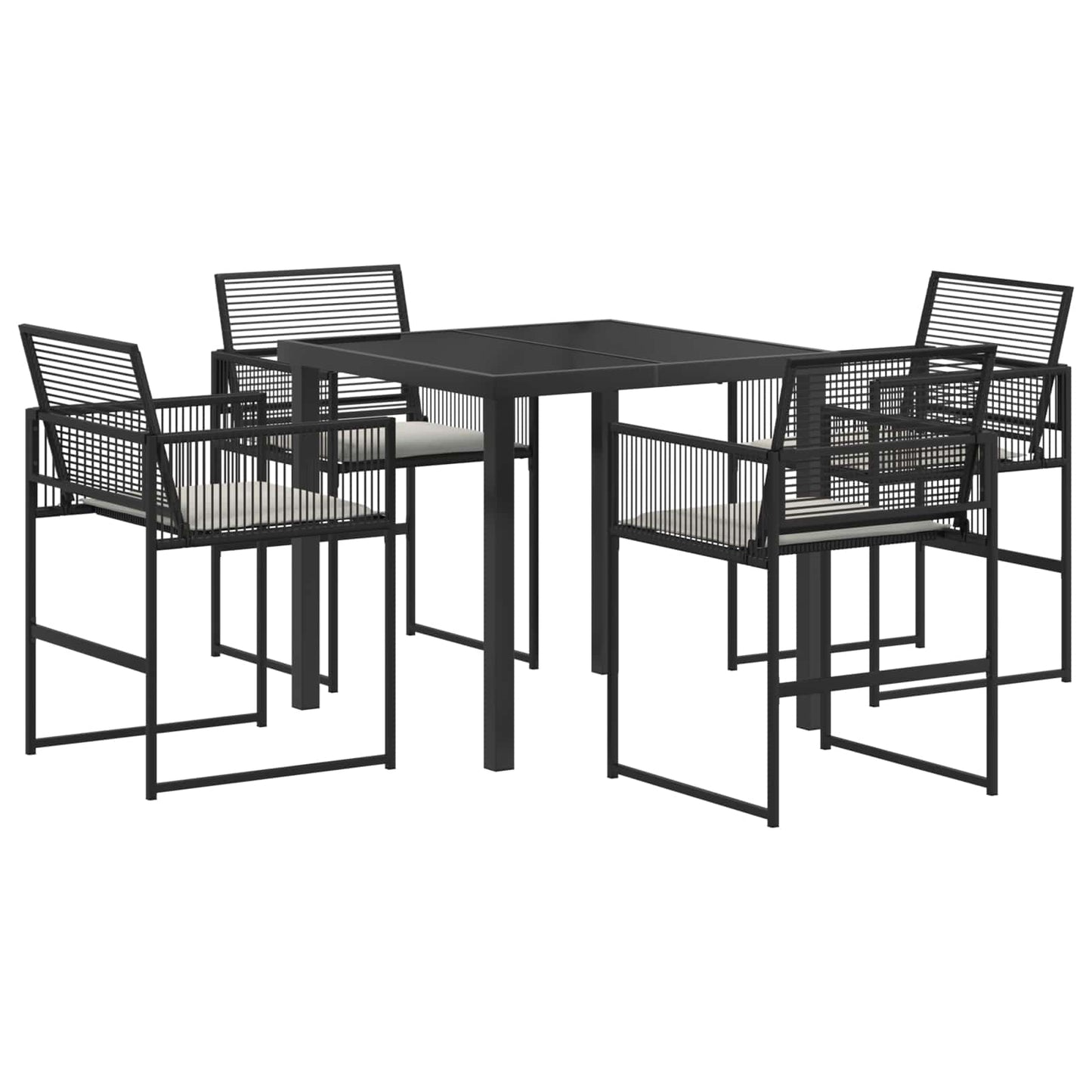 Set da Pranzo per Giardino 5 pcs Nero polyrattan | homemem39