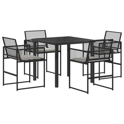 Set da Pranzo per Giardino 5 pcs Nero polyrattan | homemem39