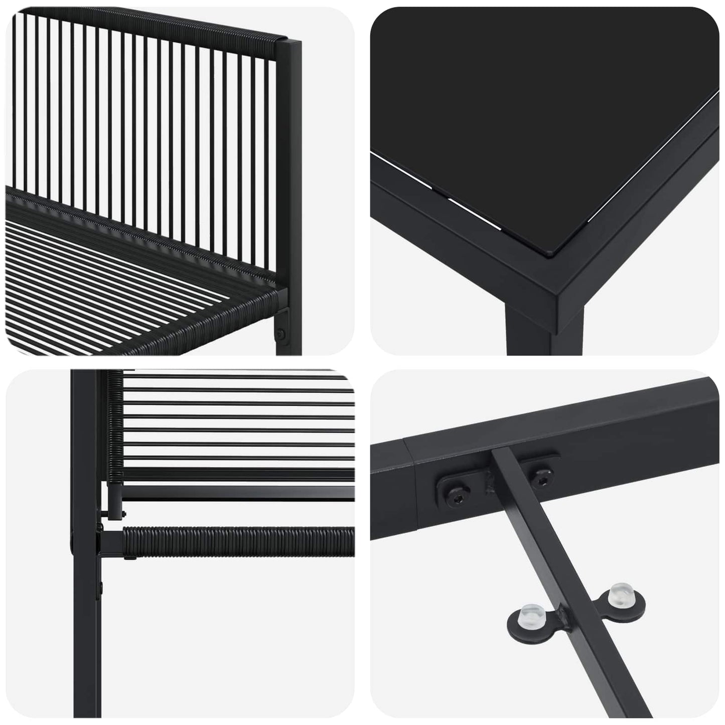 Set da Pranzo per Giardino 5 pcs Nero polyrattan | homemem39
