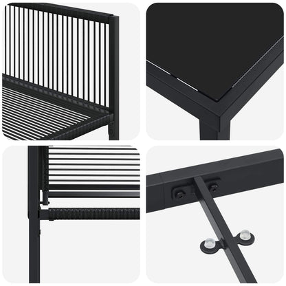 Set da Pranzo per Giardino 5 pcs Nero polyrattan | homemem39