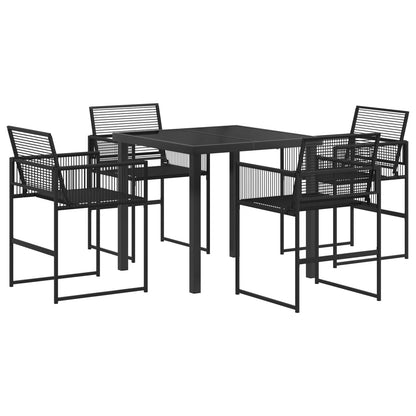 Set da Pranzo per Giardino 5 pcs Nero polyrattan | homemem39