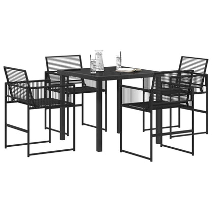 Set da Pranzo per Giardino 5 pcs Nero polyrattan | homemem39