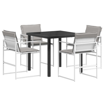 Set da Pranzo per Giardino 5 pcs Bianco e Grigio Chiaro