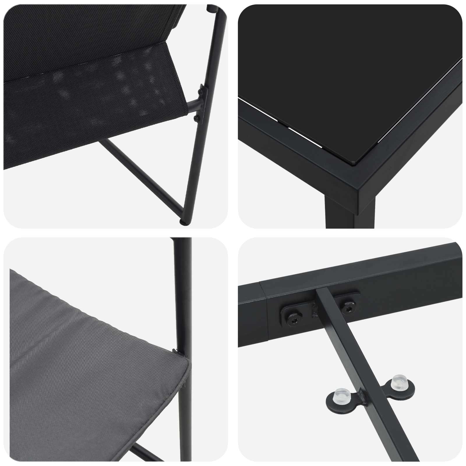 Set da Pranzo per Giardino 9 pcs Nero e antracite | homemem39