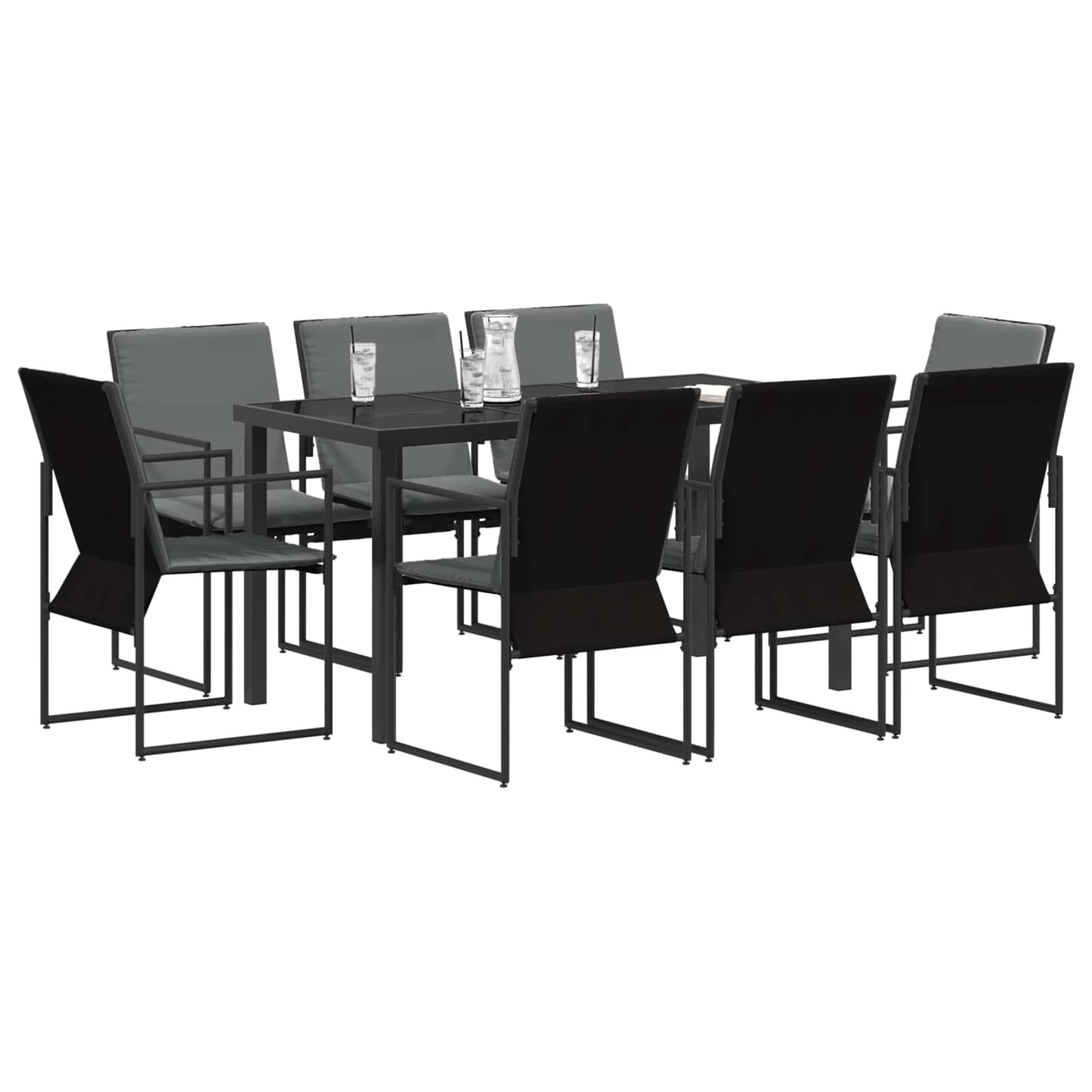 Set da Pranzo per Giardino 9 pcs Nero e antracite | homemem39