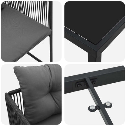Set da Pranzo per Giardino 5 pcs Nero e antracite | homemem39