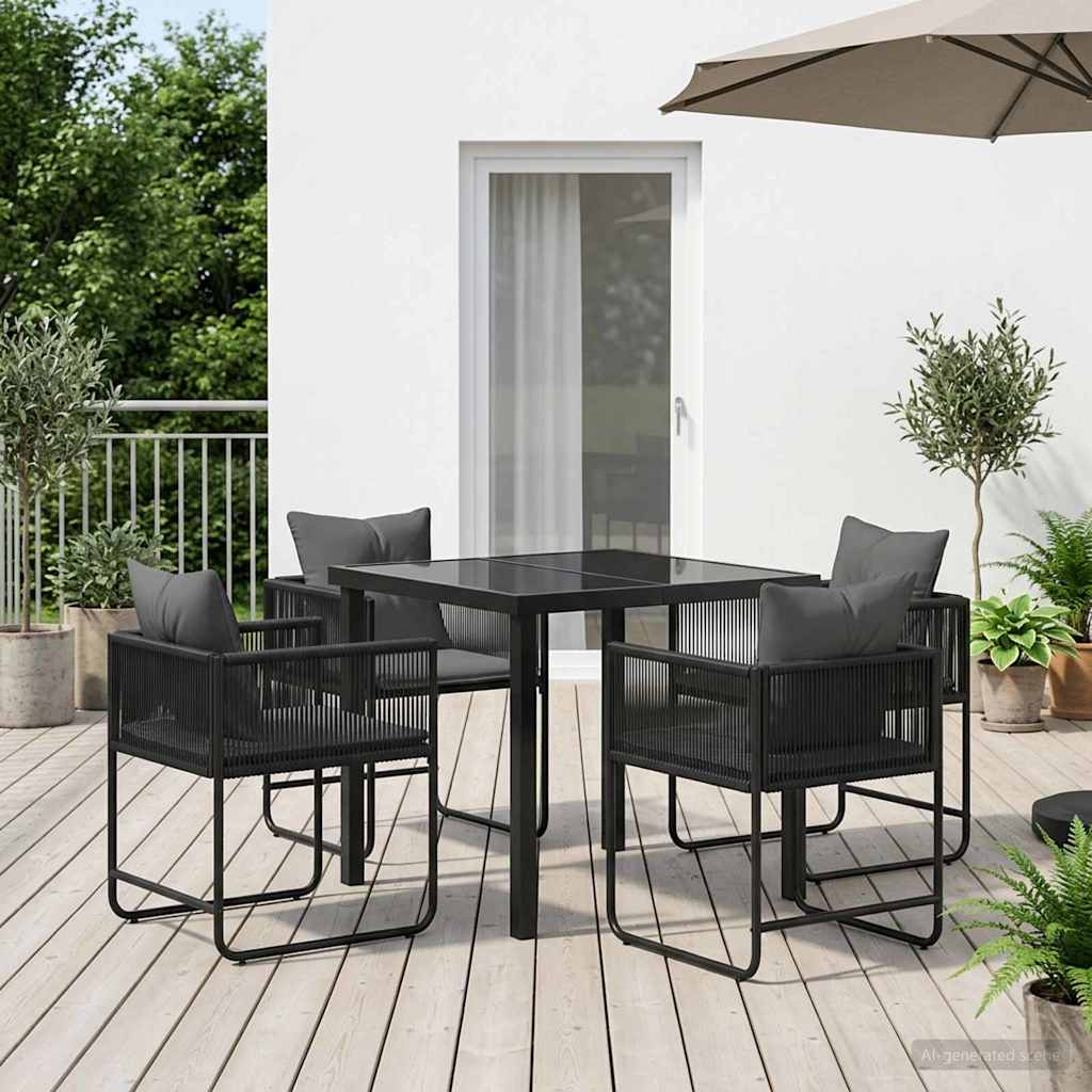 Set da Pranzo per Giardino 5 pcs Nero e antracite | homemem39