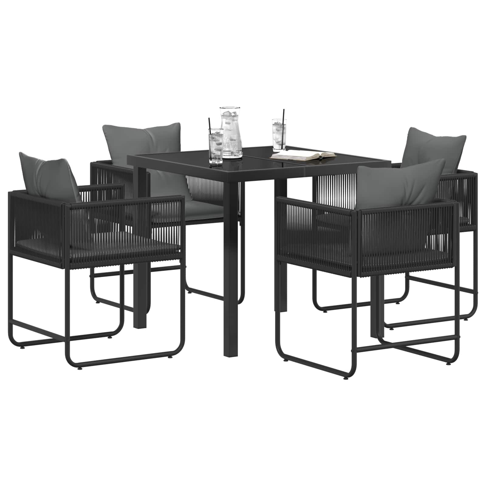 Set da Pranzo per Giardino 5 pcs Nero e antracite | homemem39