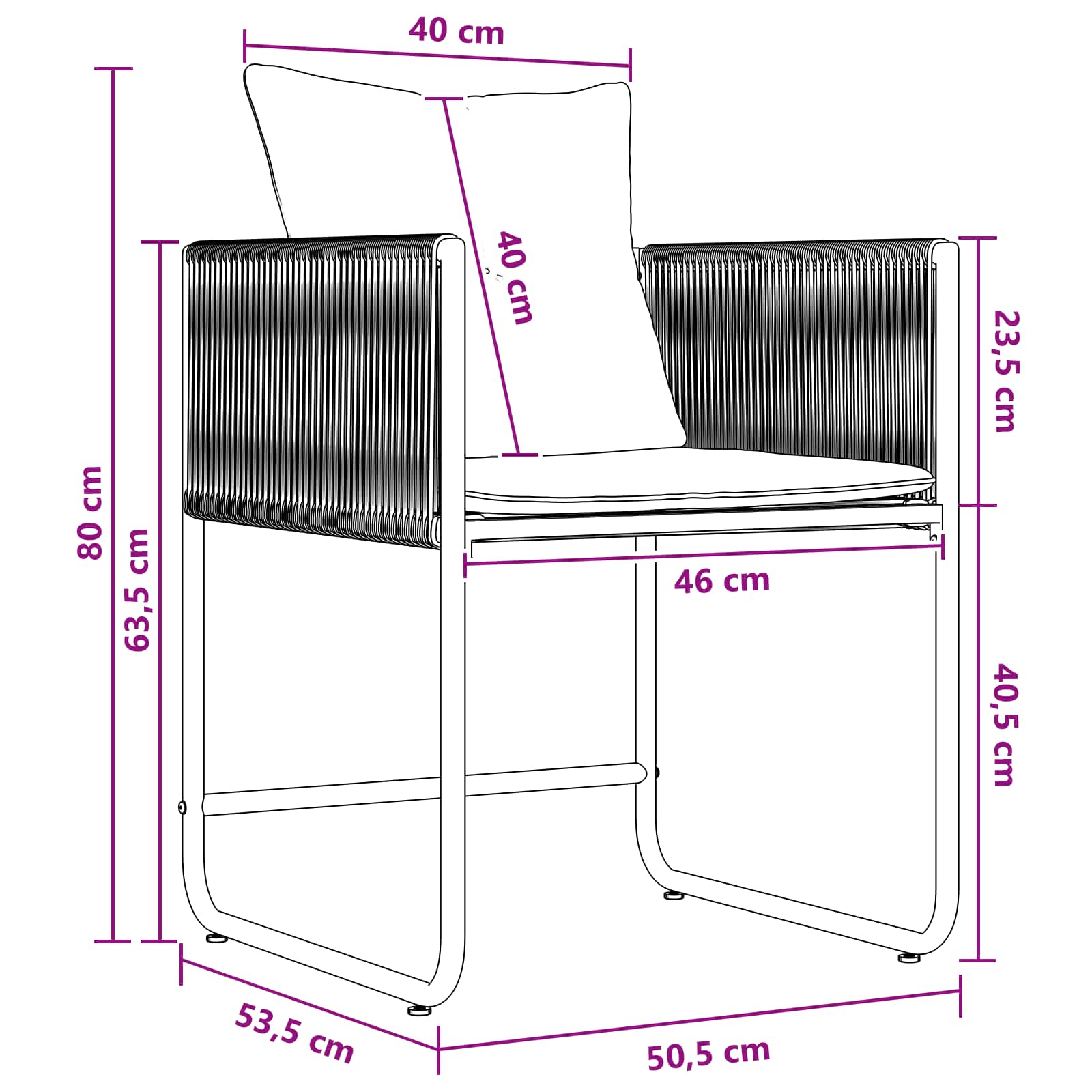 Set da Pranzo per Giardino 5 pcs Nero e antracite | homemem39