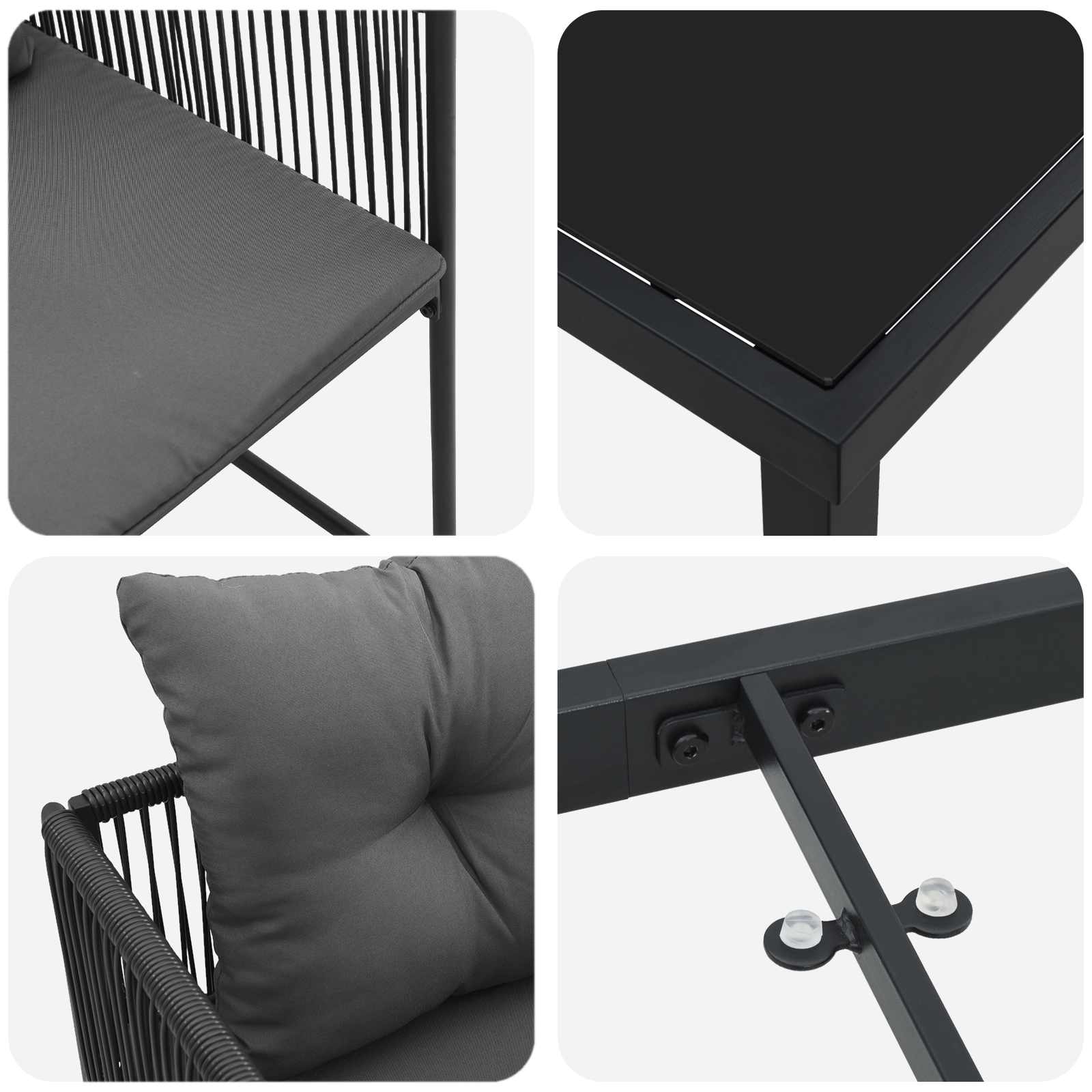 Set da Pranzo per Giardino 5 pcs Nero e antracite | homemem39