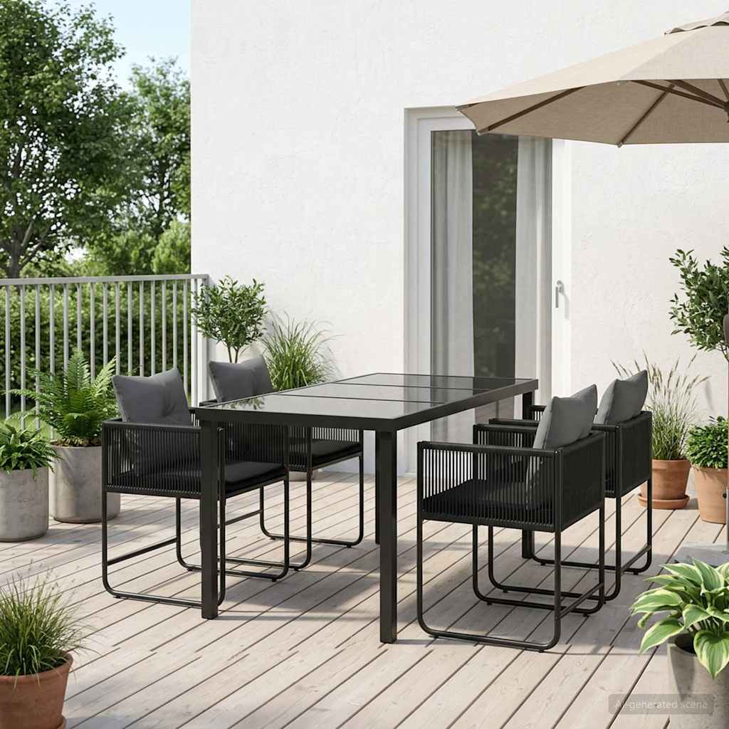 Set da Pranzo per Giardino 5 pcs Nero e antracite | homemem39