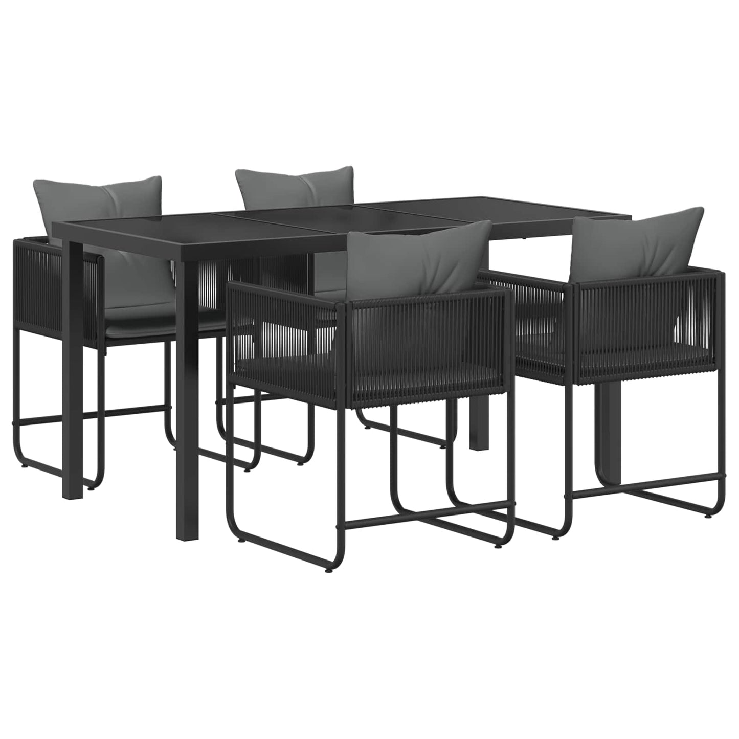 Set da Pranzo per Giardino 5 pcs Nero e antracite | homemem39