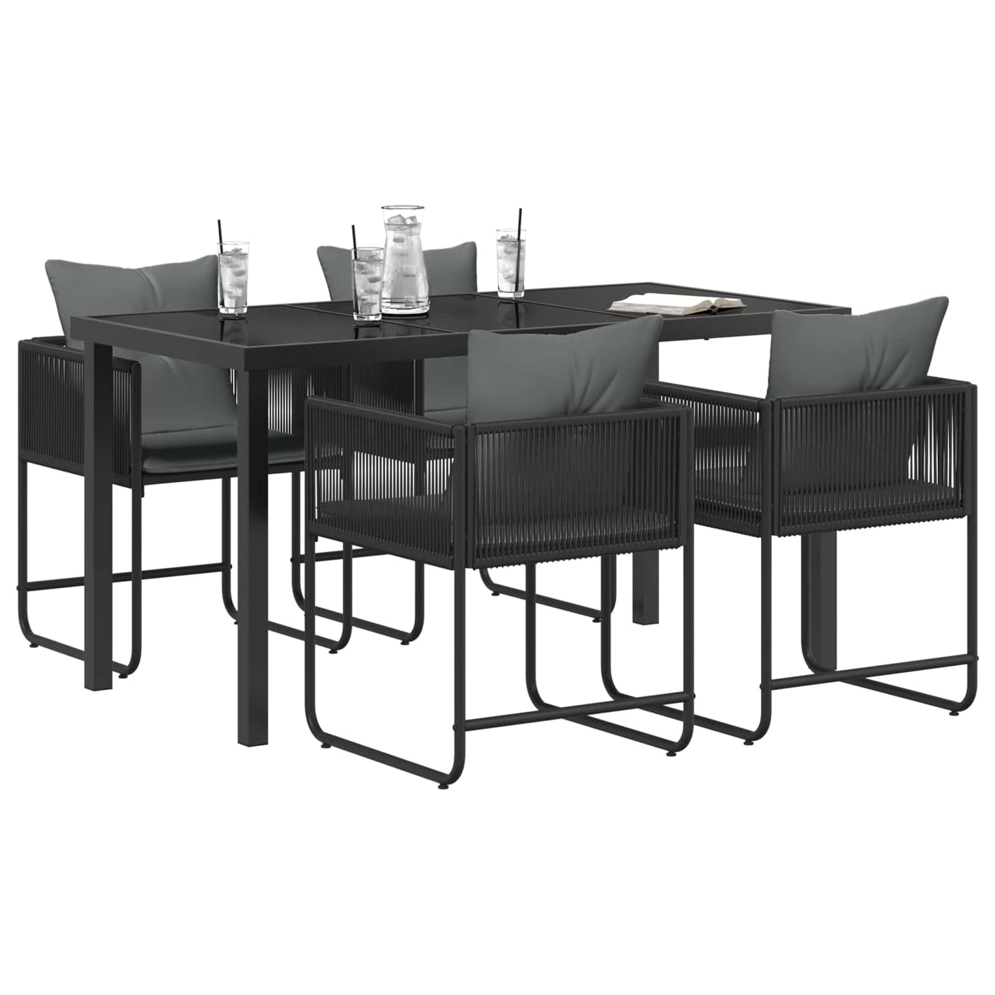 Set da Pranzo per Giardino 5 pcs Nero e antracite | homemem39
