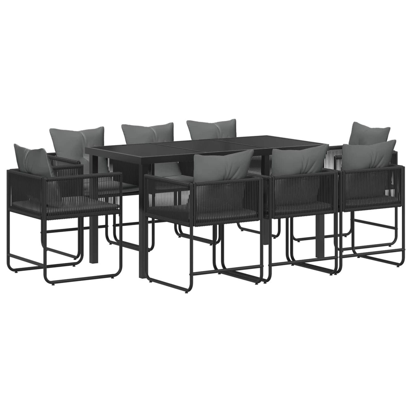 Set da Pranzo per Giardino 9 pcs Nero e antracite | homemem39