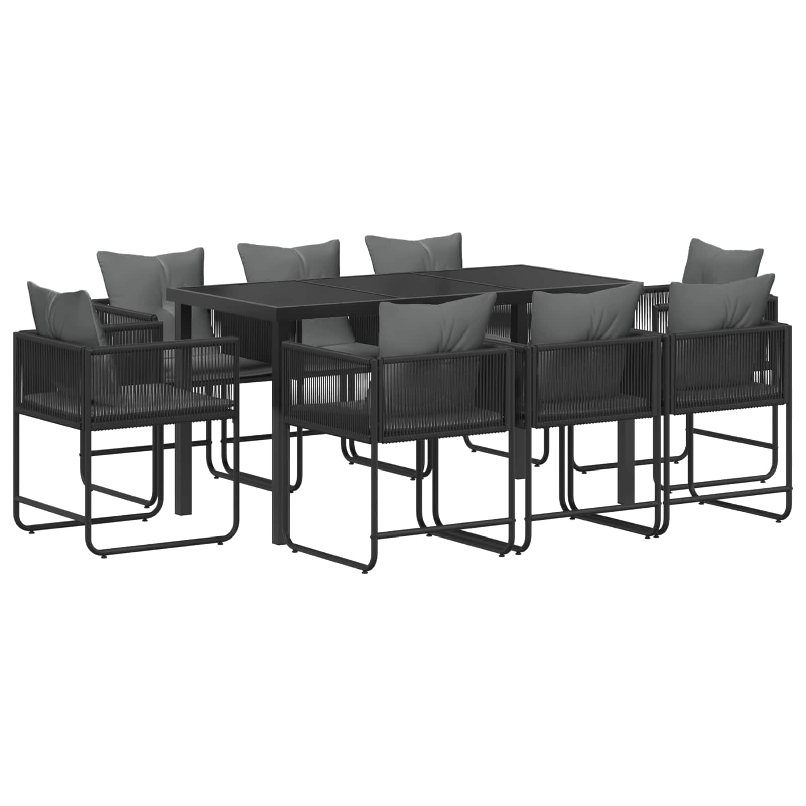 Set da Pranzo per Giardino 9 pcs Nero e antracite | homemem39
