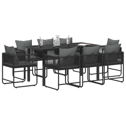 Set da Pranzo per Giardino 9 pcs Nero e antracite | homemem39