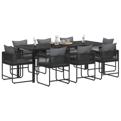 Set da Pranzo per Giardino 9 pcs Nero e antracite | homemem39