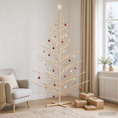 Albero di Natale in legno KOTKA 240 cm Legno Massello di Pino