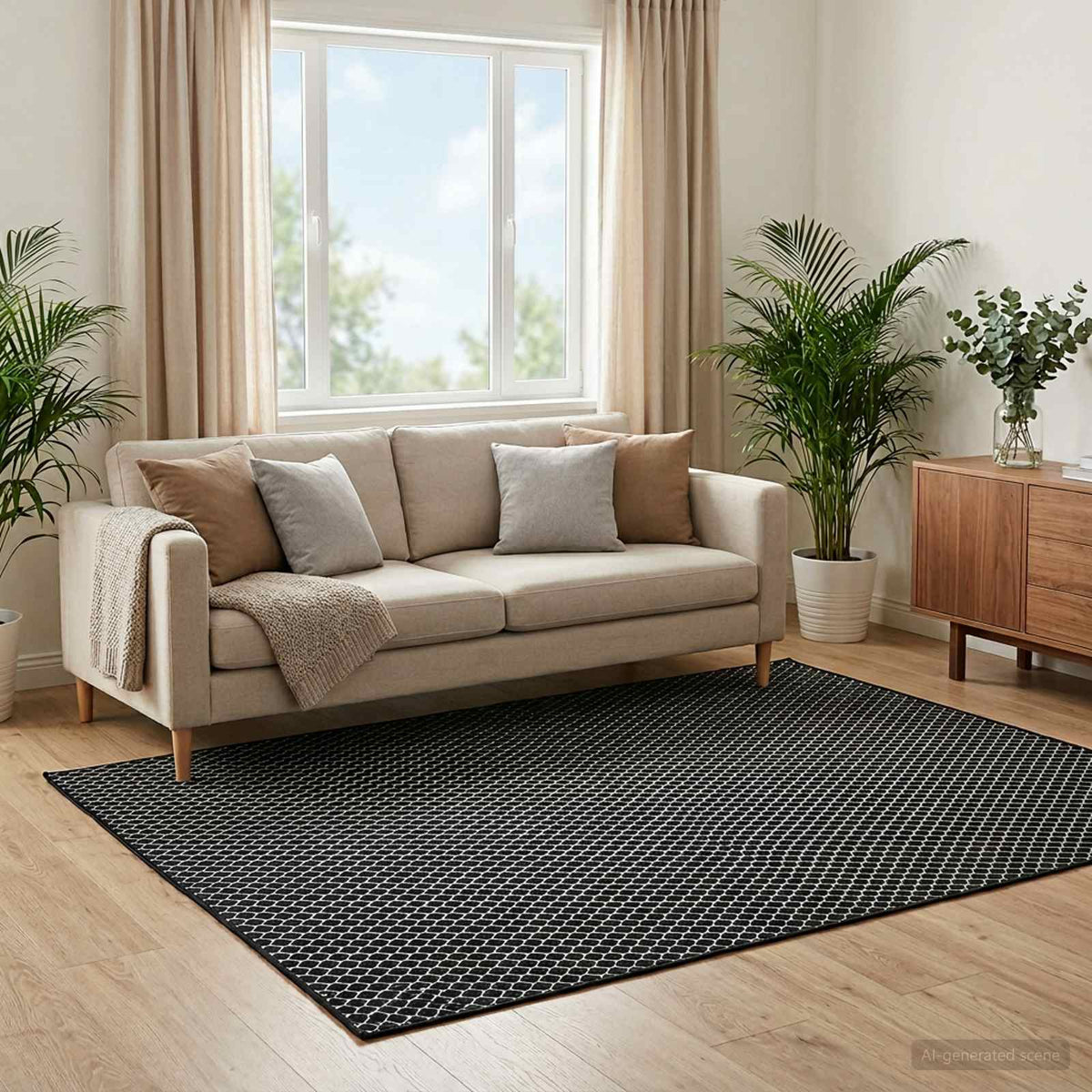 Tappeto ORIZ Motivo a rete nero 240 x 340 cm 100% Poliestere | homemem39