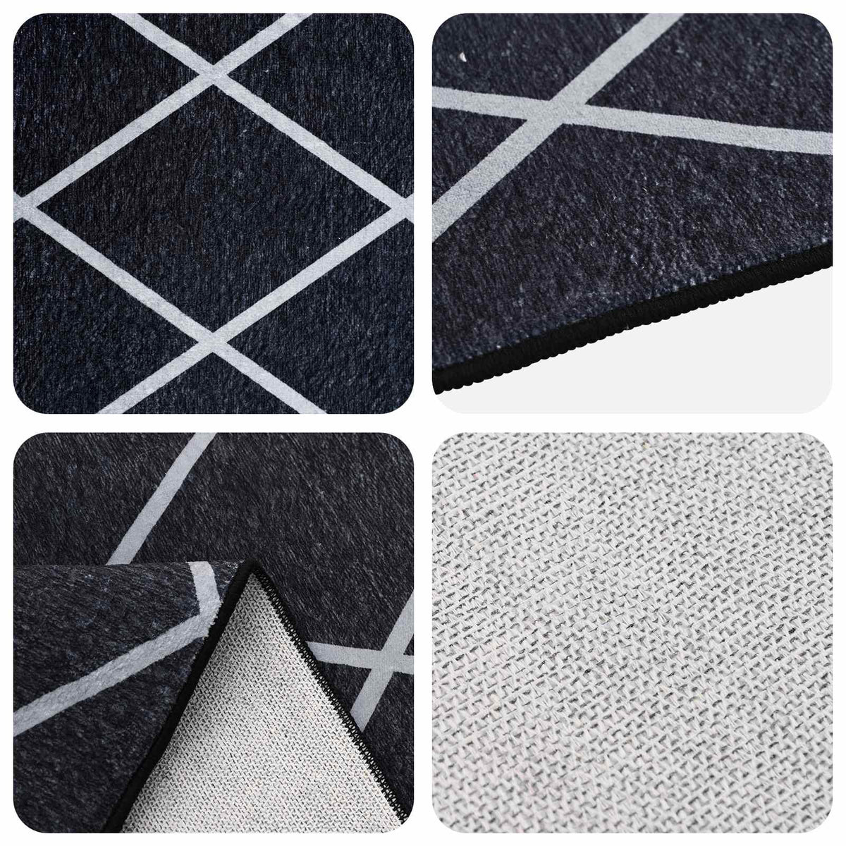 Tappeto ORIZ Motivo a diamante nero 200 x 280 cm