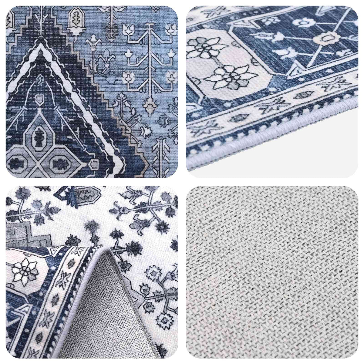 Tappeto ORIZ Blu Scuro 80 x 200 cm 100% Poliestere | homemem39