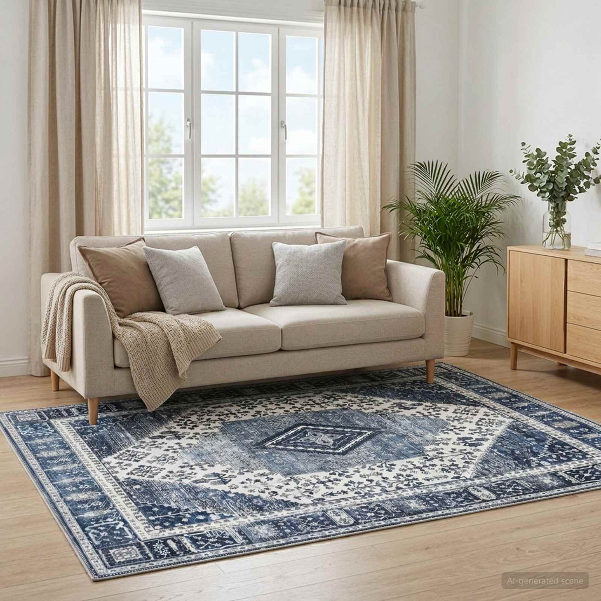 Tappeto ORIZ Blu Scuro 120 x 170 cm 100% Poliestere | homemem39