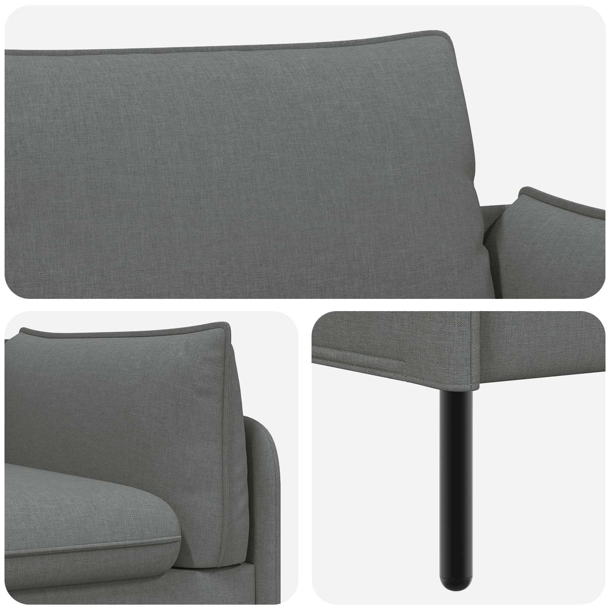 Divano a 2 Posti Grigio Scuro 188 x 81 x 89 cm Tessuto | homemem39