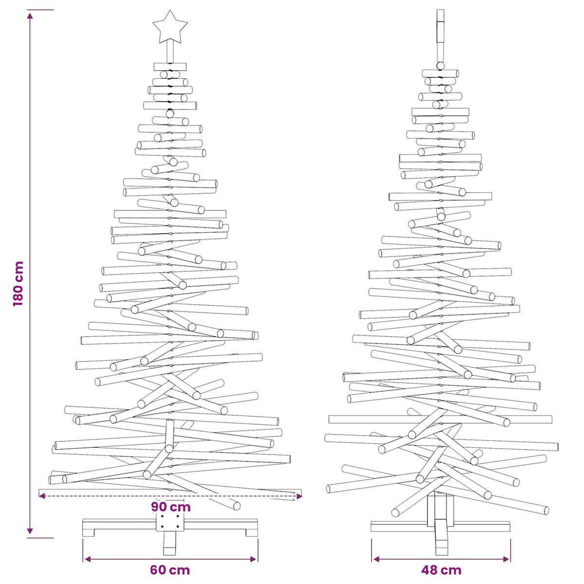 Albero di Natale in legno KOTKA 180 cm Legno Massello di Pino | homemem39