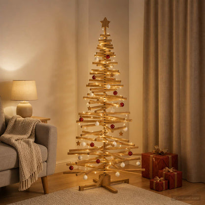 Albero di Natale in legno KOTKA 180 cm Legno Massello di Pino
