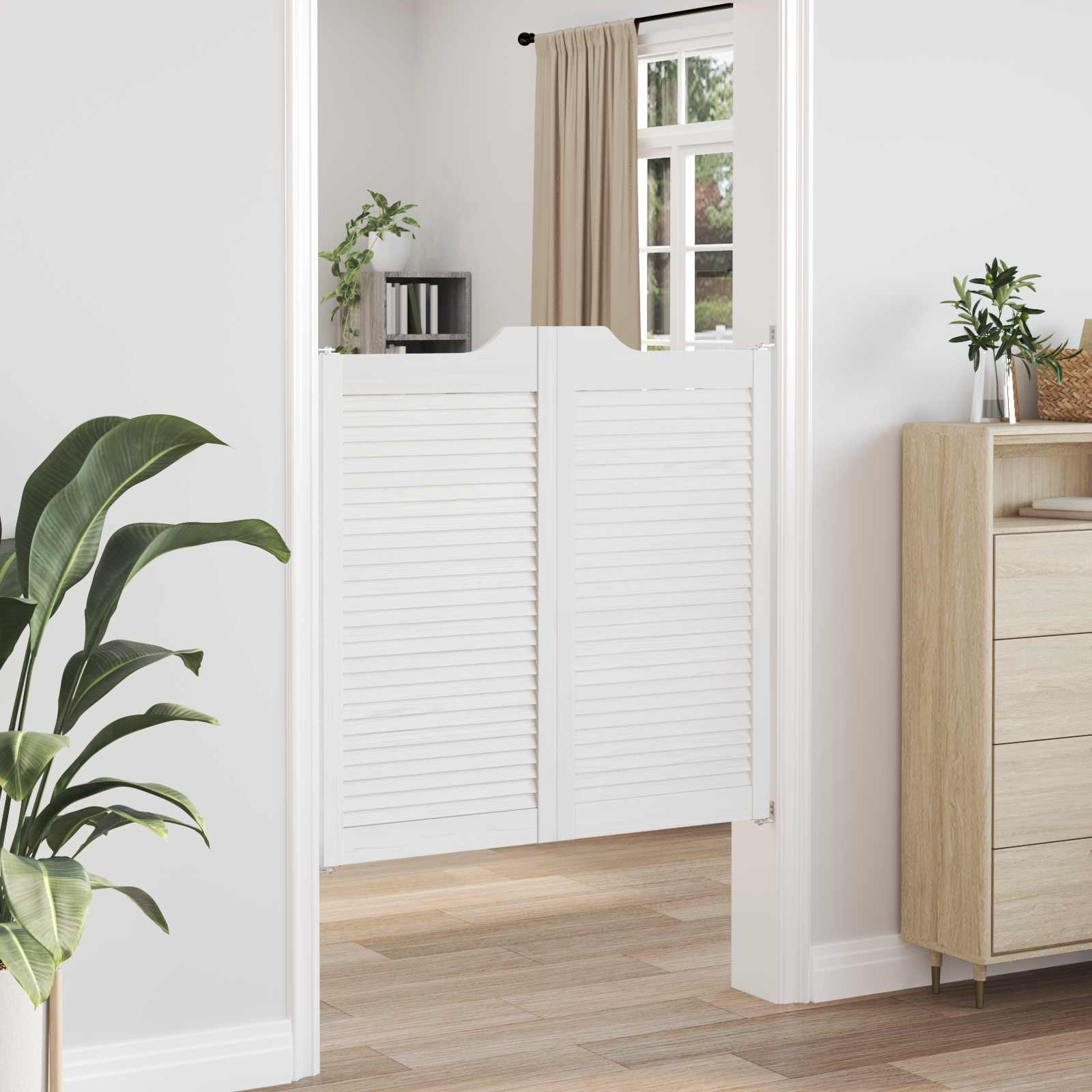 Porte Swing 2 pcs Bianco Legno Massello di Pino | homemem39