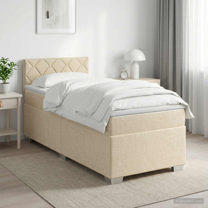 Letto box spring con materasso Crema 90 x 190 cm Tessuto